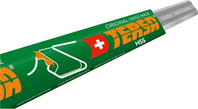 A close-up, angled view of a TERSA HSS blade in its green packaging.