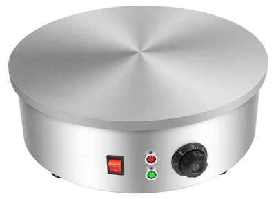 Image de Crêpière professionnelle - Plaque électrique - Puissance 3000 W - Ø 45 cm en fonte - Réglable de 50 à 300 °C - Argent
