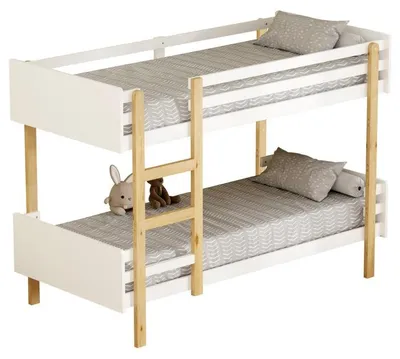 Obrázek produktu pro Kondela Dřevěná patrová postel Damla 90x200 cm - bílá / dub