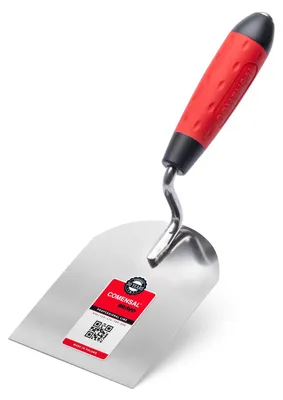 Image de Truelle à maçonner - 100 mm - Inox - Poignée antidérapante - Grattoir