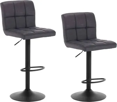 Image de Tabouret de bar avec dossier en similicuir | Anthracite | 44x38x92-114 cm