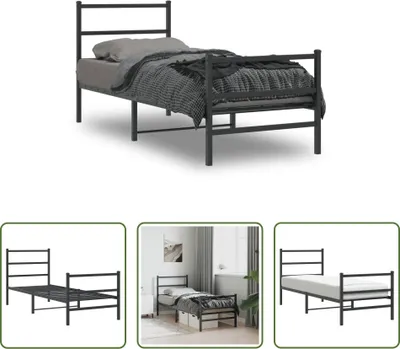 Produktbild von The Living Store Bettgestell mit Kopf- und Fußteil Metall Schwarz 75x190 cm