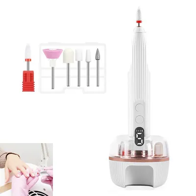 Produktbild von Kabelloses tragbares Maniküreset,Elektrische Nagelfräser 18,000 U/Min für Gelnägel Pediküre,Pediküreset mit UV Lampe,5 Geschwindigkeiten Einstellbar