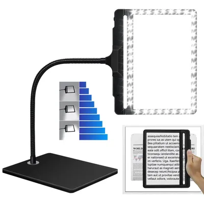 Vergrößerungsglas 2-in-1 mit Licht, Ständer, 5x, schwarz