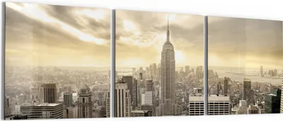 Produktbild von DEQORI Glasbild Echtglas 3x50x50 cm 'Goldene Metropole' Wandbilder XXL groß