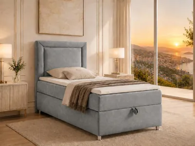 Produktbild von Best for Home Boxspringbett mit Bettkasten Trinity K3-SINGLE 70x200 Bonellfederkern inkl. Topper - Grau
