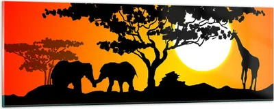 Produktbild von Bilder auf glas - Tiere Safari Savanne Giraffe - 90x30cm - Glasbilder - Wandbilder - Kunstdruck - zum Aufhängen bereit - Wanddekoration aus Glas - Glas Bilder - Wandbild auf Glas - GAB90x30-0539