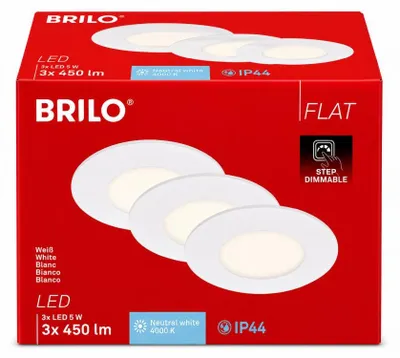 Productafbeelding van Di-Ka LED inbouwspot Flat-In, set van 3, wit, Ø 8,5 cm, 5W