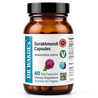 Productafbeelding van Dr. Wakde's Gorakhmundi capsules (Sphaeranthus indicus) | 60 vegetarische capsules | Ayurvedisch supplement | Veganistisch | 100% kruiden | Kortingen bij grotere aantallen | Levering dezelfde dag