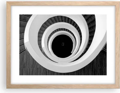 Produktbild von Gerahmtes Poster - Rahmen in heller Eiche - Stück Modern Treppe - 40x30 cm - Wand Bild - Wanddeko - Wandbilder - Wandposter - Bilderrahmen - Bilder - Kunstdruck - Wandbild - P2NAA40x30-4132