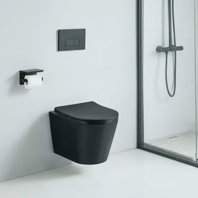 Produktbild von Wand-WC Set TERCERO mit WC-Sitz spülrandlos schwarz