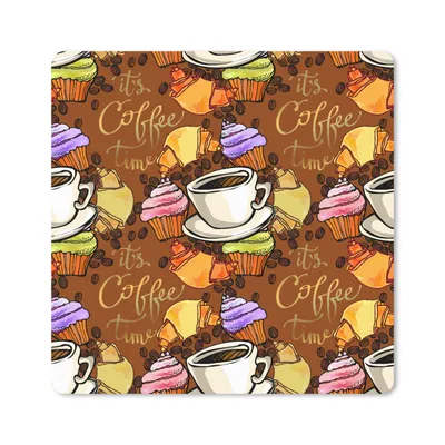 Produktbild von MuchoWow® Mauspad Mousepad Kaffee - Croissant - Frühstück 20x20 cm - Mousepads - Maus Mat - Pad - Mausunterlage - Desk Mat - Bureauartikeln