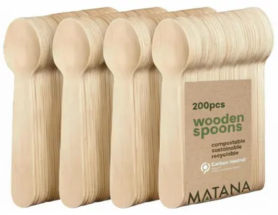 200 Holz-Löffel Besteckset, nachhaltig, biologisch abbaubar