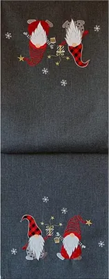 Produktbild von Tischwäsche mit Stickerei Zwei Wichtelmännchen 40 x 140 cm - dunkelgrau