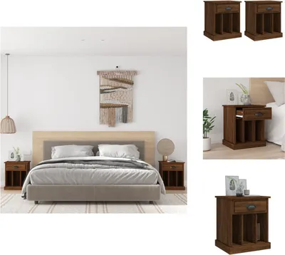 Obrázok produktu pre vidaXL Nočné stolíky 2 ks. Hnedý dubový vzhľad 43x36x50 cm - Nočné stolíky