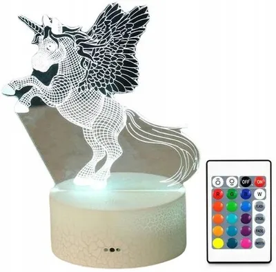 Image de moXomi Lampe LED 3D Licorne Pégase 16 Couleurs Premium