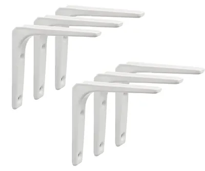 Produktbild von Omgoods – Set mit 6 weißen, L-förmigen Regalstützen mit Schrauben