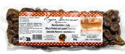 Produktbild von Roger Descours Ganze Maronen 1 kg – Gekochte Esskastanien, geschält, vakuumverpackt