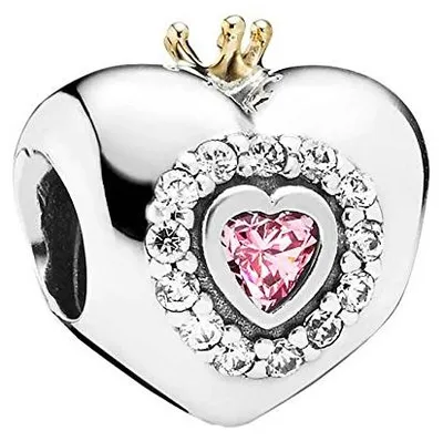 Produktbild von Pandora Damen-Charm Prinzessin Heart 925 Silber Zirkonia pink Kissenschliff - 791375PCZ