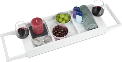 Image de relaxdays Tablette de bain blanche