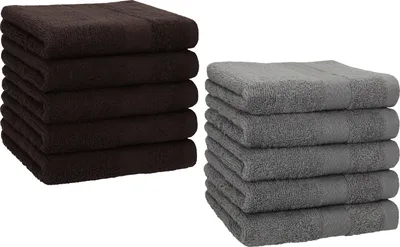 Produktbild von Betz 10 Stück Seiftücher 30x30 cm PREMIUM 100% Baumwolle  Farbe: dunkelbraun und anthrazit