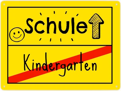 Produktbild von Zur Einschulung Metallschild XXL in 28x38 cm mit Spruch Schule - Kindergarten