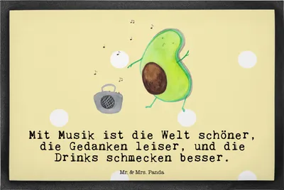 Produktbild von Mr. & Mrs. Panda Gummimatte Avocado Tanzen 40 x 60 cm - Gelb Pastell - Geschenk, fußmatte, Schmutzfangmatte, Urlaub, Eingangsmatte, Party, Musik, Bodenvorleger, Singen