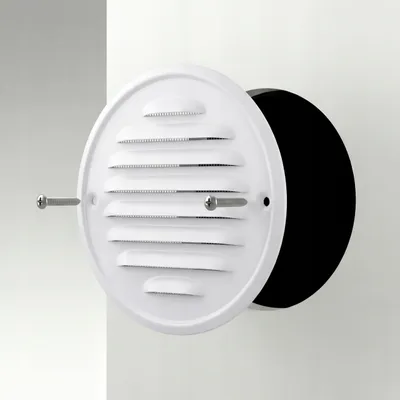 Produktbild von Rundes Metall-Lüftungsgitter mit Insektenschutzgitter, Durchmesser 100 mm, zum Anschrauben, Weiß
