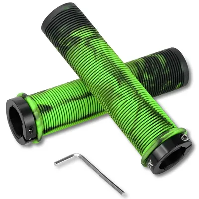 Obrázok produktu pre Riadidlá na bicykel, MTB, MXB, skúter, zelené, 22 mm, guma, hliník, uzamykateľné, ergonomické