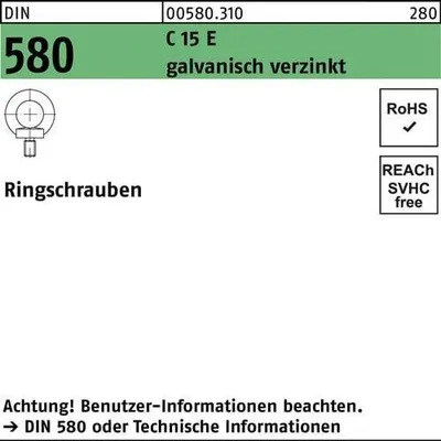 Produktbild von Ringschraube DIN 580 M14 C 15 E galv.verz. 10 Stück