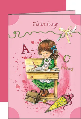 Produktbild von ROTH Schulanfangs-Serie "Mein Schulstart" Einladungskarte rot, 11,3 x 16,2 cm, 5 Karten