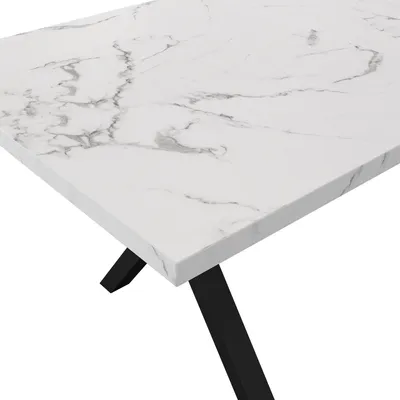 Immagine prodotto di Tavolo da pranzo okwish rettangolare, tavolo da pranzo tavolo da cucina con gambe in metallo, tavolo per sala da pranzo soggiorno, 140x80x76cm, bianco