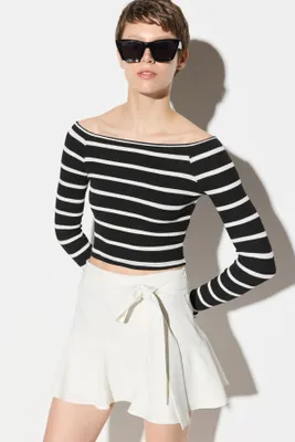 Produktbild von Langärmlige, gestreifte Crop-Bluse, mixed color, L