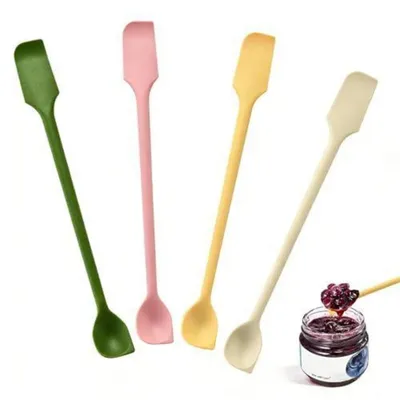 Obrázok produktu pre Sada mini silikónových špachtlí, 4 kusy, 26 cm, obojstranné, kuchynské špachtle na cesto, vhodné na úzke fľaše, džem, krémy, 4 farby