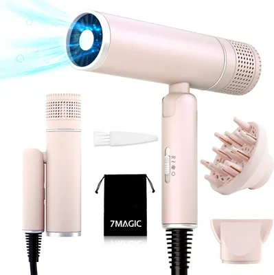 Produktbild von 7MAGIC Ionischer Haartrockner, 1600 W, AC-Motor, Kaltluftfunktion, Innovativer Mikrofilter, Oxy Active Technology, Super leichter, inklusive Diffusor und Konzentrator, Rosa