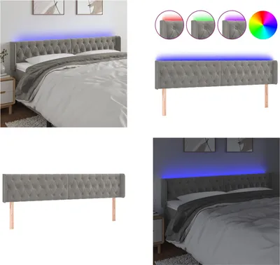 Produktbild von vidaXL LED Kopfteil Hellgrau 183x16x78/88 cm Samt - LED Kopfteil - LED Kopfteile - Kopfteil - Bett-Kopfteil
