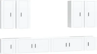 Produktbild von vidaXL 8-tlg. TV-Schrank-Set Weiß Holzwerkstoff