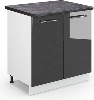Produktbild von Spülenunterschrank Vicco Fame-Line Anthrazit Hochglanz 80 cm , AP Anthrazit, Model 45418
