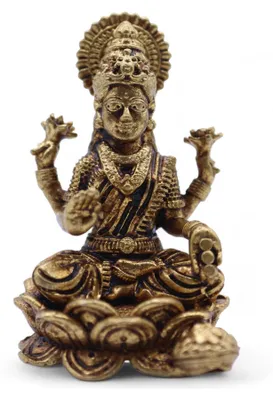 Obrázok produktu pre Miniatúrne sošky bohov z mosadze – Laxmi (22 g) – 37 mm