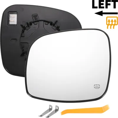 Image de Glace De Rétroviseur Latéral Gauche De Remplacement Avec Plaque De Support Chauffante En Verre Blanc pour Chrysler Town & Country, Pour Dodge Grand Caravan Et pour Ram C/V
