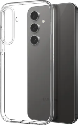 A clear phone case is shown on a white background, with a phone inside the case.