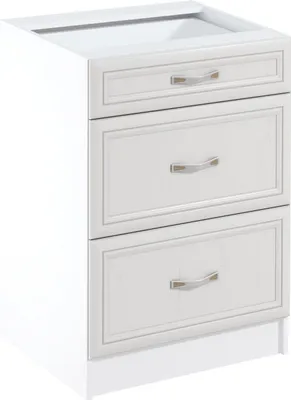 Produktbild von Küchenunterschrank 60 cm Küchenmöbel mit 3 Schubladen, Sycylia Weiß Creme D60S3 Weiß/Creme