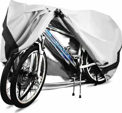 Produktbild von Fahrradabdeckung für 2 fahrräder wasserdichte 210D Oxford-Gewebe Atmungsaktives Draussen Fahrrad Schutzhülle mit Schlossösen Schutz, für Mountainbike und Rennrad 29 Zoll (Silber)