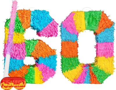 Produktbild von Fax Potato Pinata-Set zum 60. Geburtstag mit Stock und Augenbinde – rosa Stock