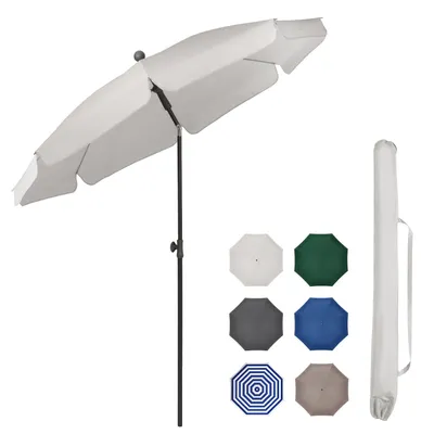 Produktbild von Sekey Sonnenschirme Ø200 cm Balkonschirm Gartenschirm Terrassenschirm mit Schutzhülle Knickbar und Höhe Verstellbar UPF 50+, Beige-Grau