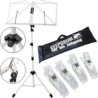 Produktbild von keepdrum MUS3WH Notenpult Weiss mit 4 Notenklammern
