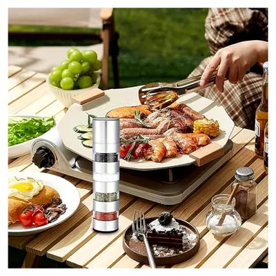 Produktbild von Reisegewürzset - Kompakte Gewürzbehälter | 4-in-1 Salz- und Pfefferstreuer sowie Salzmühle, Gewürzbox für Zuhause, Restaurant, Camping, Reisen, Wohnmobil, Kochen und Grillen
