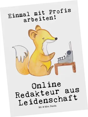 Produktbild von Mr. & Mrs. Panda Postkarte Online Redakteur Leidenschaft - Weiß - Geschenk, Grußkarte, Ansichtskarten, bildkarte, Postkarten, Ansichtskarte