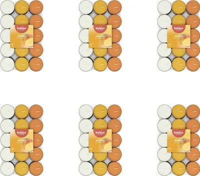 Image de Bolsius - Bougie à réchaud parfumée - 30 pièces par paquet - Mangue - Pack avantage - 180 pièces - 6 Emballage