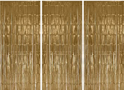 Produktbild von 3x Lametta Vorhang - light gold - 91x244 cm